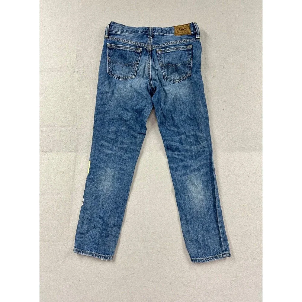Polo Ralph Lauren Girls The Astor Slim Boyfriend Blue Denim Jeans Size L 12-14